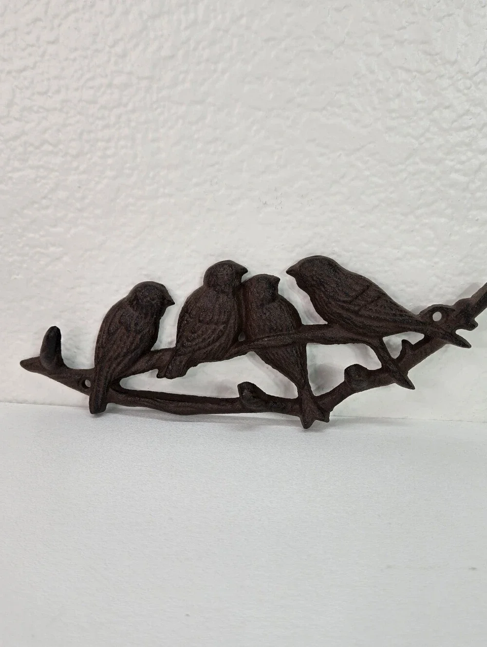 VTG Cast Iron 4 Birds Tree Branch Wall Hook‎ Key Coat Hanger Cottagecore Rustic